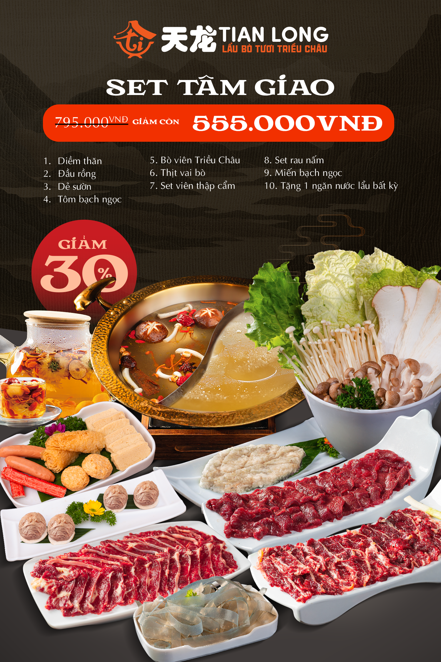COMBO TÂM GIAO( Dành cho 2 khách)